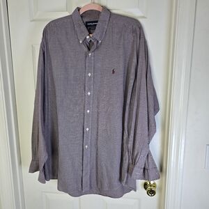 Ralph Lauren Golf Blake Men's‎ Burgundy Tiny Check Cotton Shirt XL